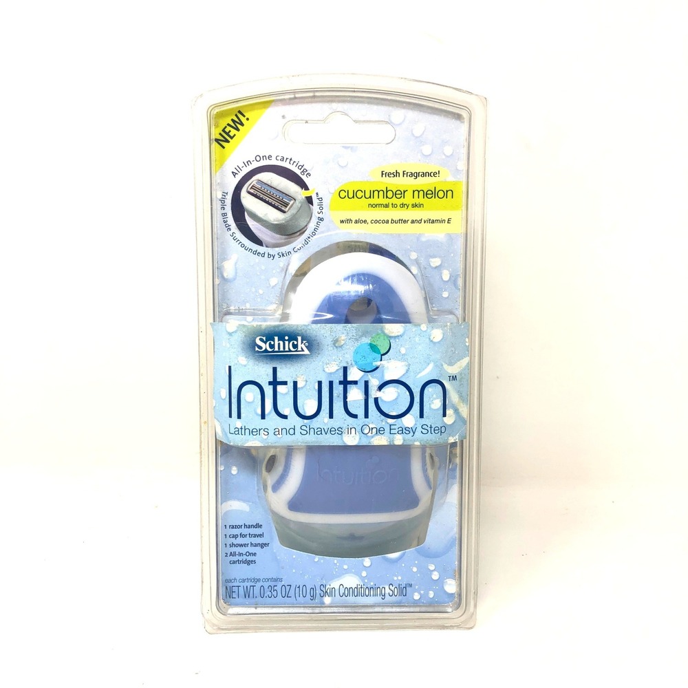 Schick Intuition Womens‎ Razor Cucumber Melon Blue White 2 Cartridges NOS